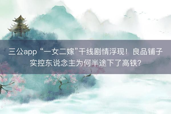 三公app “一女二嫁”干线剧情浮现！良品铺子实控东说念主为何半途下了高铁？