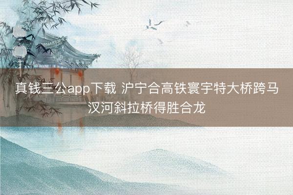 真钱三公app下载 沪宁合高铁寰宇特大桥跨马汊河斜拉桥得胜合龙