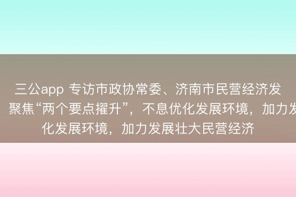 三公app 专访市政协常委、济南市民营经济发展局局长李轶锋：聚焦“两个要点擢升”，不息优化发展环境，加力发展壮大民营经济