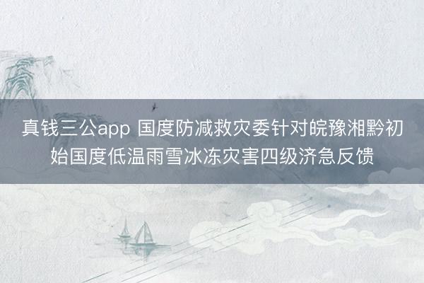 真钱三公app 国度防减救灾委针对皖豫湘黔初始国度低温雨雪冰冻灾害四级济急反馈