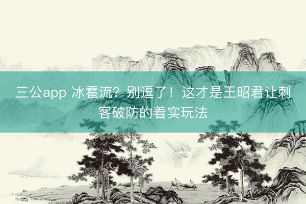 三公app 冰雹流？别逗了！这才是王昭君让刺客破防的着实玩法