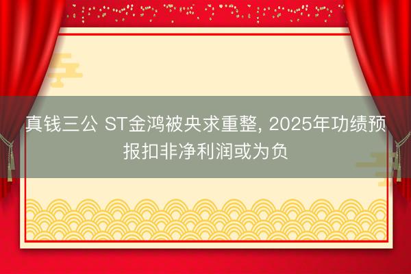 真钱三公 ST金鸿被央求重整, 2025年功绩预报扣非净利润或为负
