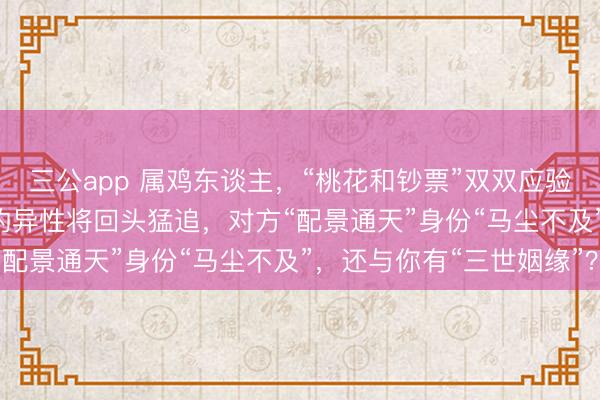 三公app 属鸡东谈主，“桃花和钞票”双双应验！26年一位“有过节”的异性将回头猛追，对方“配景通天”身份“马尘不及”，还与你有“三世姻缘”？