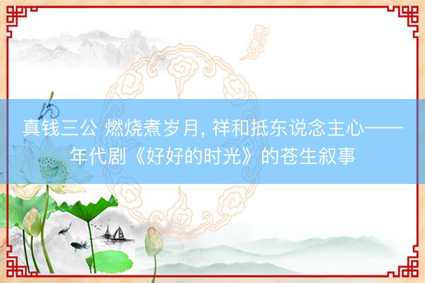 真钱三公 燃烧煮岁月， 祥和抵东说念主心——年代剧《好好的时光》的苍生叙事