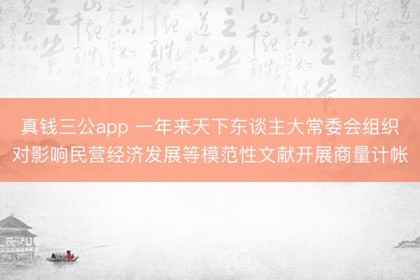 真钱三公app 一年来天下东谈主大常委会组织对影响民营经济发展等模范性文献开展商量计帐