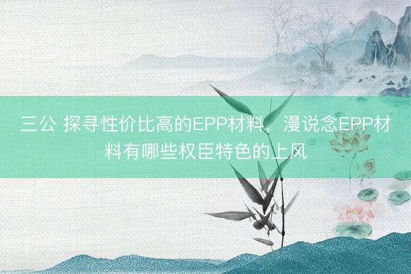 三公 探寻性价比高的EPP材料，漫说念EPP材料有哪些权臣特色的上风
