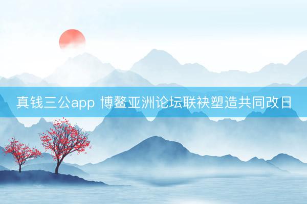 真钱三公app 博鳌亚洲论坛联袂塑造共同改日