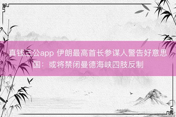 真钱三公app 伊朗最高首长参谋人警告好意思国:或将禁闭曼德海峡四肢反制