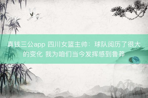 真钱三公app 四川女篮主帅:球队阅历了很大的变化 我为咱们当今发挥感到鲁莽