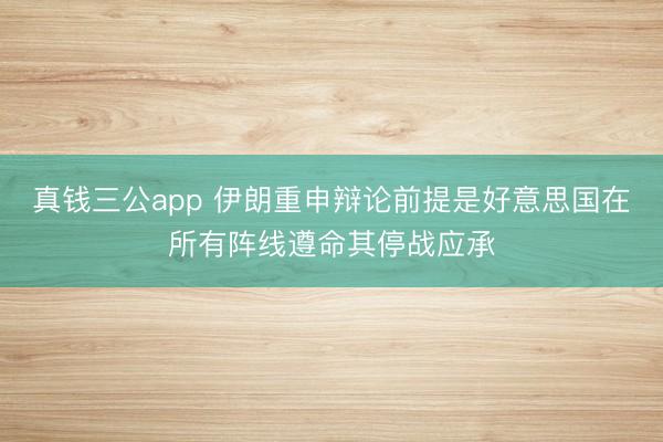 真钱三公app 伊朗重申辩论前提是好意思国在所有阵线遵命其停战应承