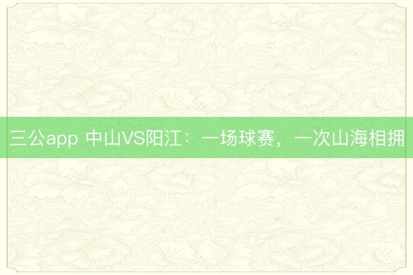 三公app 中山VS阳江:一场球赛,一次山海相拥