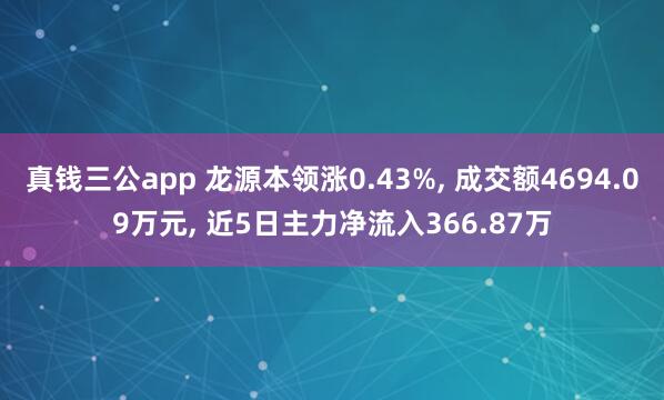 真钱三公app 龙源本领涨0.43%， 成交额4694.09万元， 近5日主力净流入366.87万