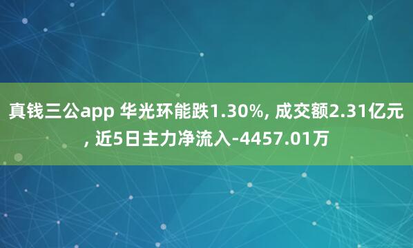 真钱三公app 华光环能跌1.30%， 成交额2.31亿元， 近5日主力净流入-4457.01万