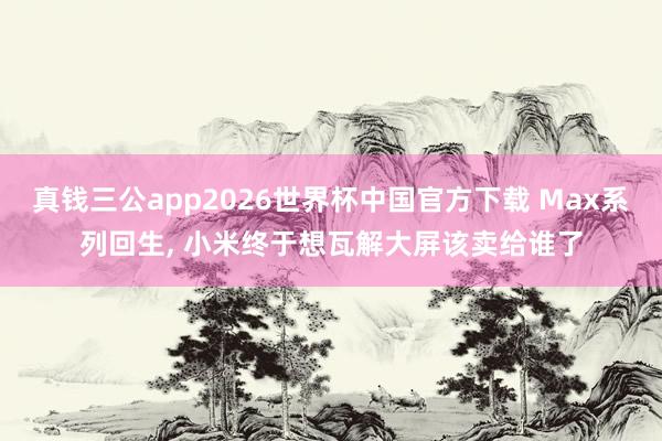 真钱三公app2026世界杯中国官方下载 Max系列回生， 小米终于想瓦解大屏该卖给谁了