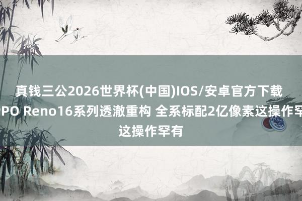 真钱三公2026世界杯(中国)IOS/安卓官方下载 OPPO Reno16系列透澈重构 全系标配2亿像素这操作罕有