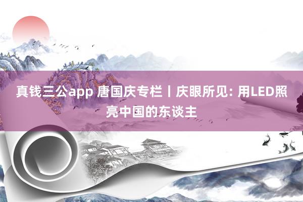 真钱三公app 唐国庆专栏丨庆眼所见: 用LED照亮中国的东谈主