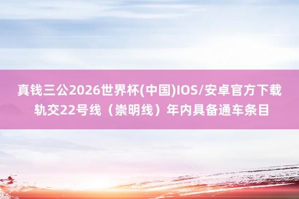 真钱三公2026世界杯(中国)IOS/安卓官方下载 轨交22号线（崇明线）年内具备通车条目