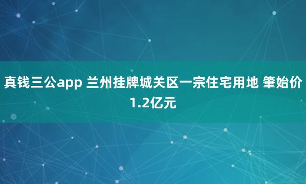 真钱三公app 兰州挂牌城关区一宗住宅用地 肇始价1.2亿元