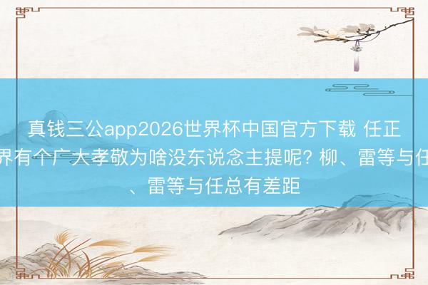真钱三公app2026世界杯中国官方下载 任正非对企业界有个广大孝敬为啥没东说念主提呢? 柳、雷等与任总有差距
