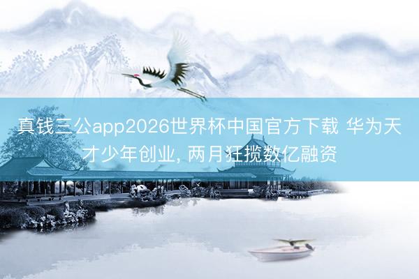 真钱三公app2026世界杯中国官方下载 华为天才少年创业, 两月狂揽数亿融资