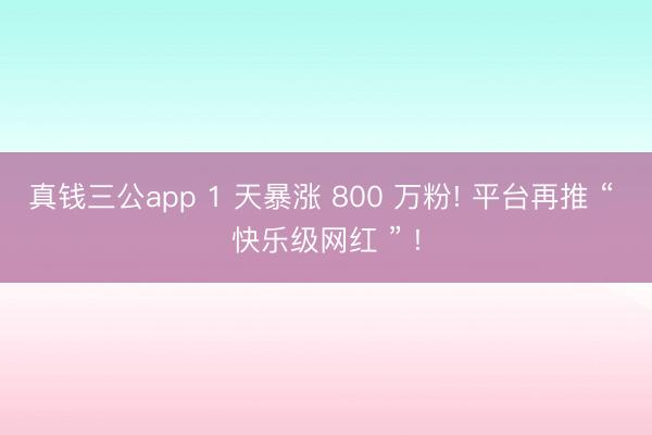 真钱三公app 1 天暴涨 800 万粉! 平台再推 “ 快乐级网红 ” !
