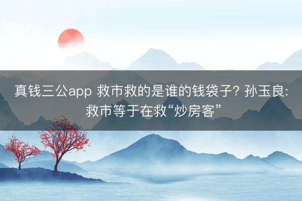 真钱三公app 救市救的是谁的钱袋子? 孙玉良: 救市等于在救“炒房客”