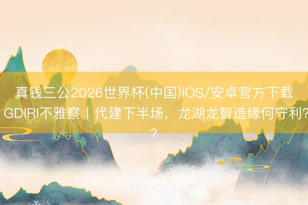 真钱三公2026世界杯(中国)IOS/安卓官方下载 GDIRI不雅察丨代建下半场，龙湖龙智造缘何守利？