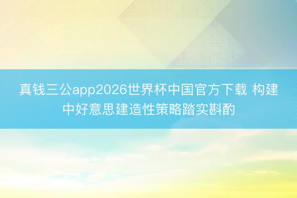 真钱三公app2026世界杯中国官方下载 构建中好意思建造性策略踏实斟酌
