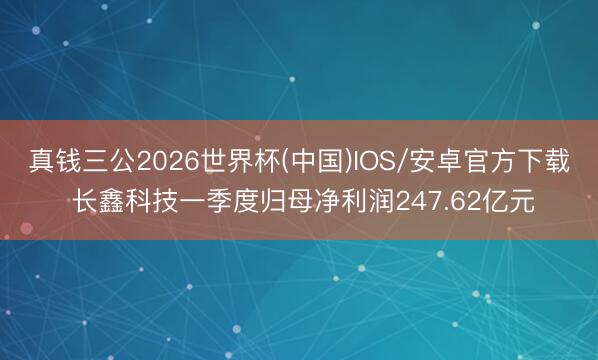 真钱三公2026世界杯(中国)IOS/安卓官方下载 长鑫科技一季度归母净利润247.62亿元