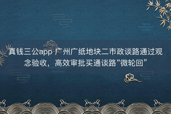 真钱三公app 广州广纸地块二市政谈路通过观念验收，高效审批买通谈路“微轮回”