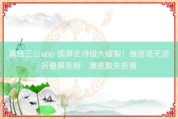 真钱三公app 国屏史诗级大破裂！维信诺无迹折叠屏亮相：澈底散失折痕