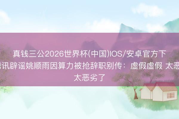 真钱三公2026世界杯(中国)IOS/安卓官方下载 腾讯辟谣姚顺雨因算力被抢辞职别传：虚假虚假 太恶劣了