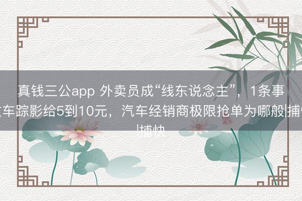 真钱三公app 外卖员成“线东说念主”，1条事故车踪影给5到10元，汽车经销商极限抢单为哪般|捕快