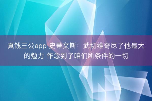 真钱三公app 史蒂文斯:武切维奇尽了他最大的勉力 作念到了咱们所条件的一切