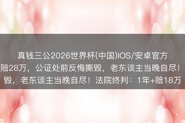 真钱三公2026世界杯(中国)IOS/安卓官方下载 醉驾撞东谈主契约赔28万，公证处前反悔撕毁，老东谈主当晚自尽！法院终判：1年+赔18万
