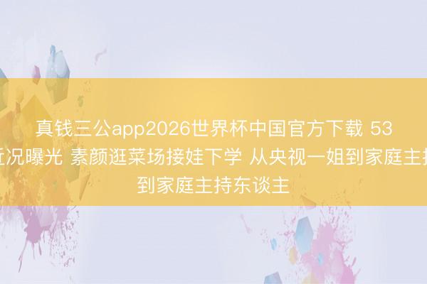 真钱三公app2026世界杯中国官方下载 53岁董卿近况曝光 素颜逛菜场接娃下学 从央视一姐到家庭主持东谈主