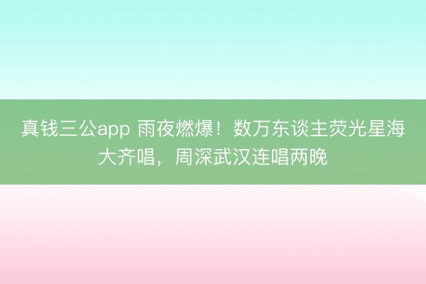 真钱三公app 雨夜燃爆！数万东谈主荧光星海大齐唱，周深武汉连唱两晚