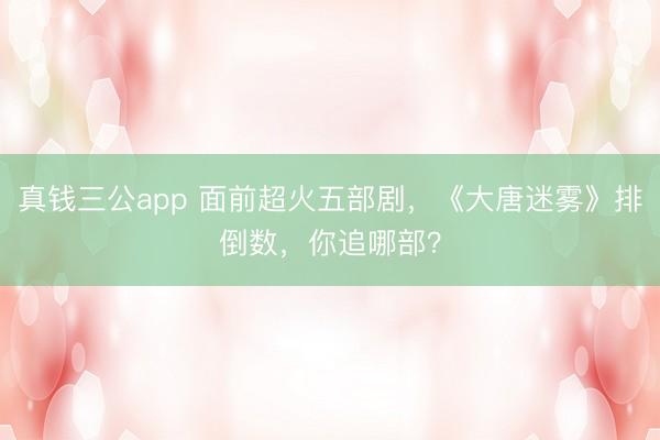 真钱三公app 面前超火五部剧，《大唐迷雾》排倒数，你追哪部？