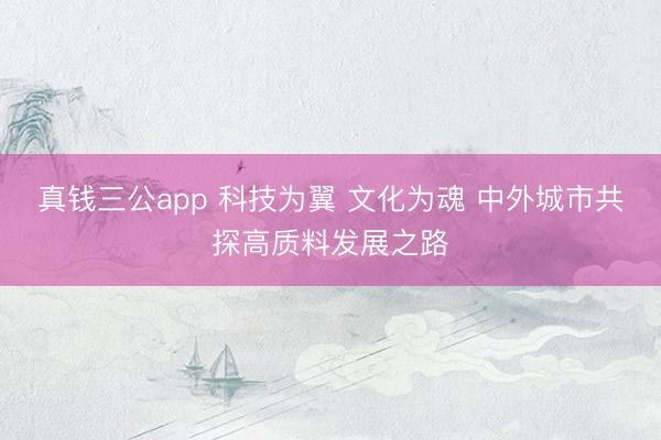 真钱三公app 科技为翼 文化为魂 中外城市共探高质料发展之路