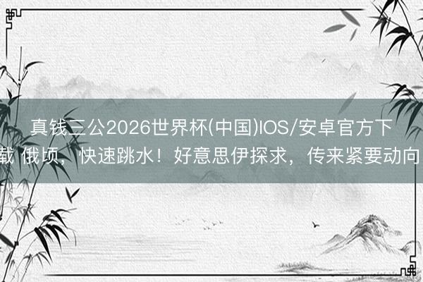 真钱三公2026世界杯(中国)IOS/安卓官方下载 俄顷，快速跳水！好意思伊探求，传来紧要动向！