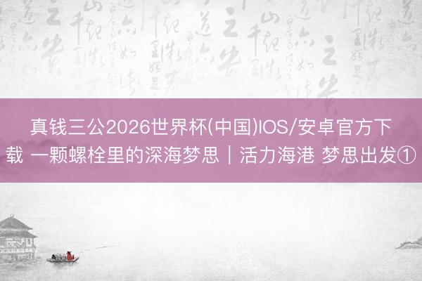 真钱三公2026世界杯(中国)IOS/安卓官方下载 一颗螺栓里的深海梦思｜活力海港 梦思出发①