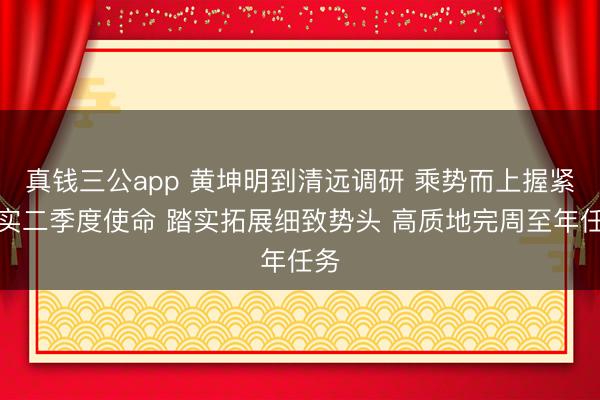 真钱三公app 黄坤明到清远调研 乘势而上握紧抓实二季度使命 踏实拓展细致势头 高质地完周至年任务