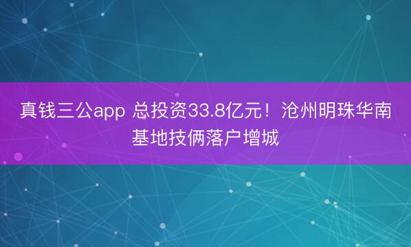 真钱三公app 总投资33.8亿元！沧州明珠华南基地技俩落户增城
