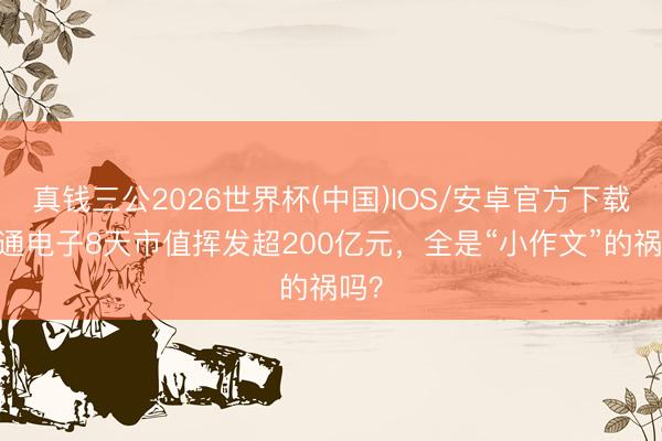 真钱三公2026世界杯(中国)IOS/安卓官方下载 利通电子8天市值挥发超200亿元，全是“小作文”的祸吗？